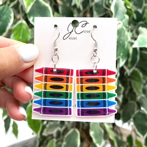 CUTE CRAYON dangle earring hypoallergenic for adult and kids sensitive ears for teacher school earrings cute and fun earrings