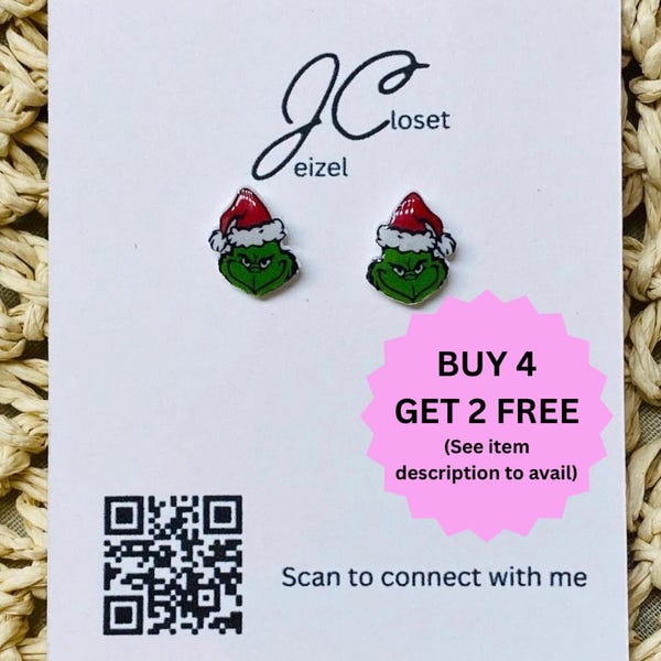 Grinch Stud Earrings: titanium Hypoallergenic Christmas jewelry, for sensitive ears