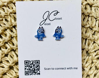 Socks on bluey dog inspired stud earrings /titanium / kids earrings / stocking stuffer / gift idea / hypoallergenic / jewelry surgical steel