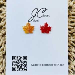 Maple Leaf Stud Earrings: Hypoallergenic Titanium Posts, Fall Jewelry