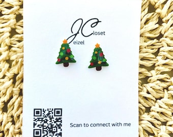 Christmas tree stud earrings //kids earrings //titanium/stocking stuffer //gift idea //hypoallergenic //jewelry //christmas