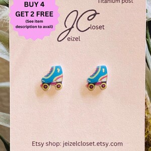 Roller Skate Stud Earrings: Hypoallergenic Titanium Posts, Quirky Fun Design, for sensitive ears