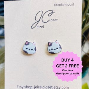 Cute Cat Stud Earrings: Titanium, Hypoallergenic Jewelry