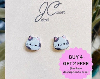 Cute Cat Stud Earrings: Titanium, Hypoallergenic Jewelry