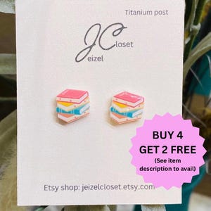 Book Stud Earrings: Titanium Hypoallergenic Earrings for Kids and adult sensitive ears