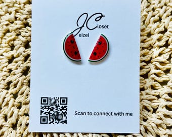 CUTE WATERMELON SLICE stud earrings hypoallergenic titanium for kids and adult sensitive ears spring style gift idea foodie earring