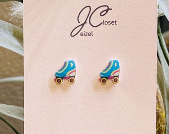 80’s ROLLER SKATE stud earrings. titanium post/hypoallergenic. handmade. For kids// adults//