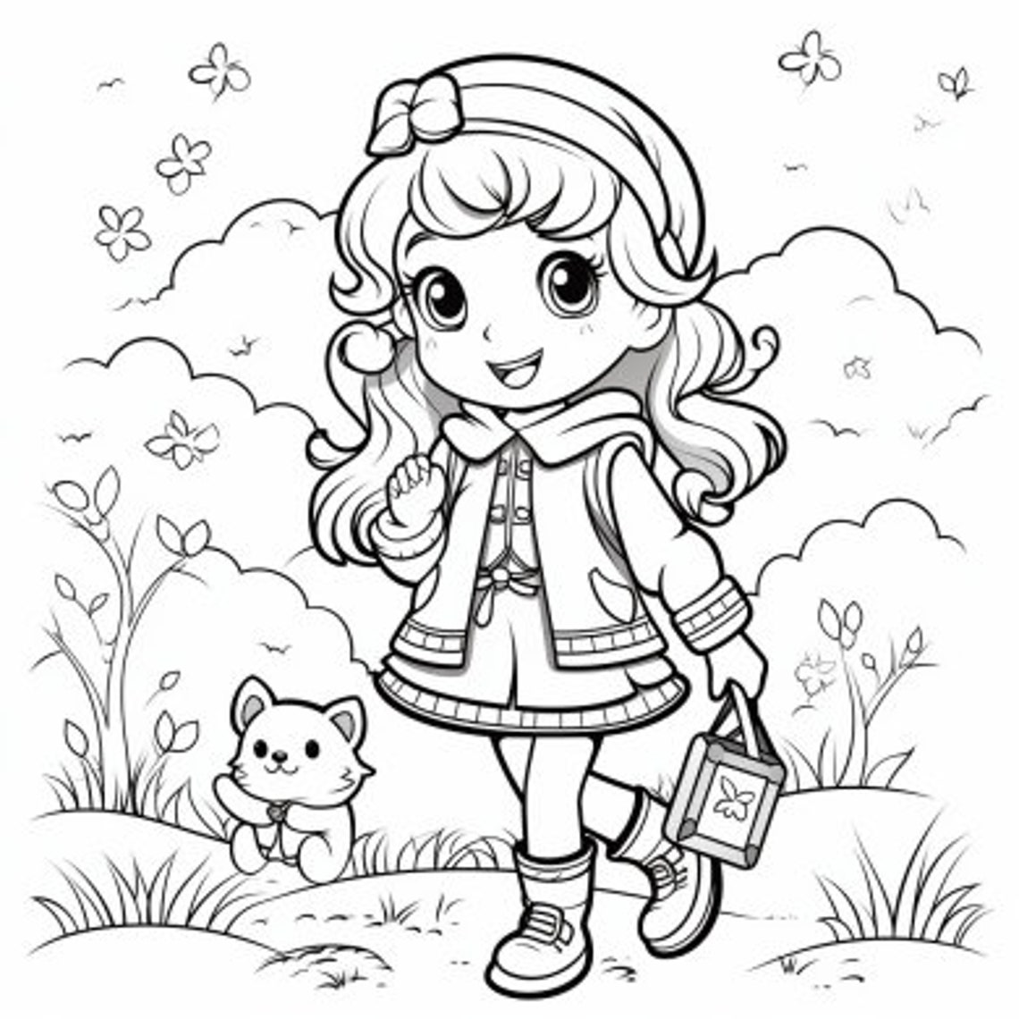 Happy Girls Coloring Page , Printable Fun and Positive Kids Coloring ...