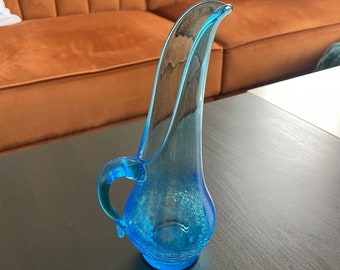 VINTAGE MCM Crackle Glass Vase