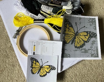 Yellow Butterfly Cross Stitch Kit