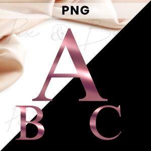 Rose gouden alfabet en cijfers bundel, luxe designbrieven, bruiloft monogram eerste decor, PNG Instant Download, clipart voor commercieel