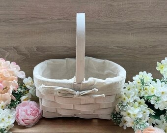 basket woven with white fabric