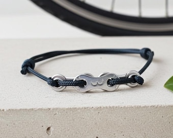 Bracciale riciclato rivestito in acciaio inossidabile nero 'Svart' Catena per bicicletta - di Chainium