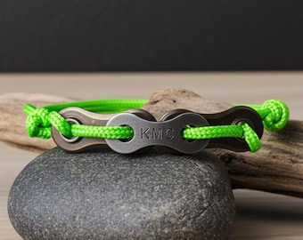 Braccialetto per bicicletta riciclato verde neon: Paracord rPET - Fatto a mano nei Paesi Bassi