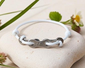 Bracciale riciclato rivestito in acciaio inossidabile 'Blanca' Catena per bicicletta - di Chainium