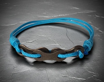 Braccialetto a catena per bicicletta riciclato azzurro: Paracord rPET - Fatto a mano nei Paesi Bassi