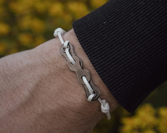 Recycled Bikechain Bracelet 'Blanca' White Unisex