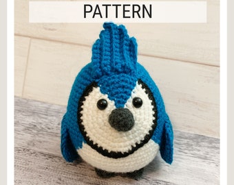 CROCHET PATTERN Chubby Blue Jay Amigurumi