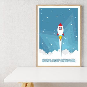 Obra de arte impresa, Arte decorativo de pared con descarga digital, Póster para la decoración del dormitorio o la guardería de los niños, Póster motivacional, Póster de apelación, Espacio