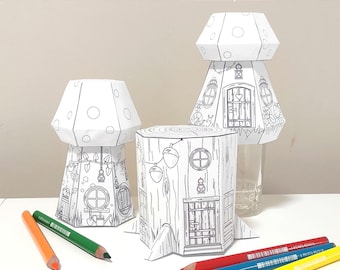 Casa de papel de elfo para imprimir – Kit de manualidades para colorear setas (PDF)
