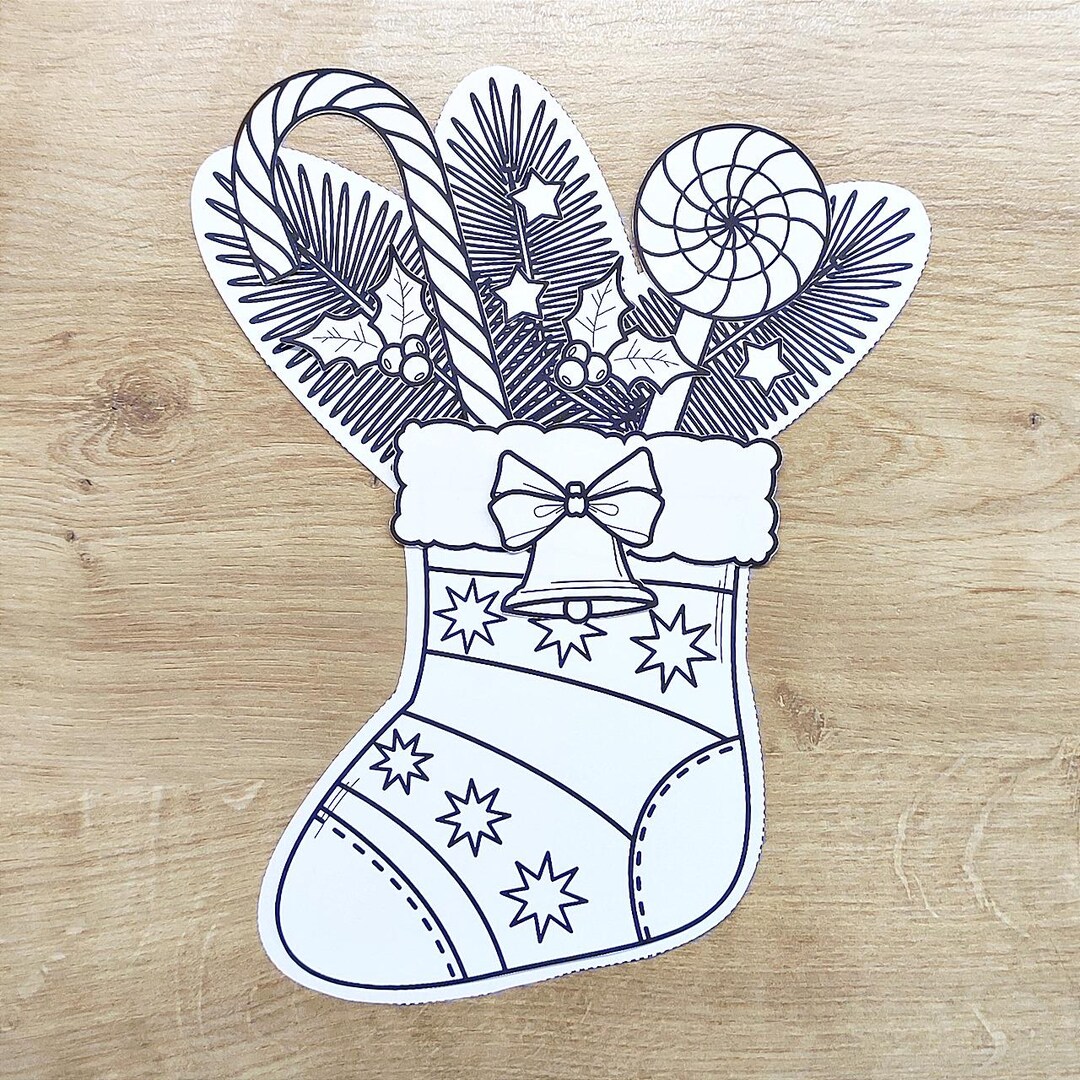 Printable Christmas Stocking Craft, Color Cut and Glue Activity ...