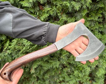 手鍛造トマホーク斧 - ハンマー、ショートハンドル、レザーラッピング