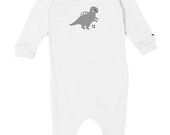 Lubalé | Dino romper organic cotton with zip zip from Portugal in white