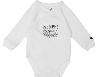 Lubalé | Welcome litte one organic cotton wrap bodysuit in pastel tones from Portugal: olive, mocha, beige, and white