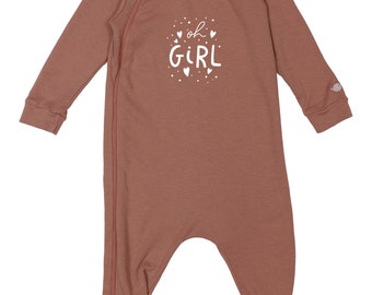 Lubalé | Oh Girl organic cotton romper with zipper from Portugal in pastel tones: olive, mocha, beige, and white