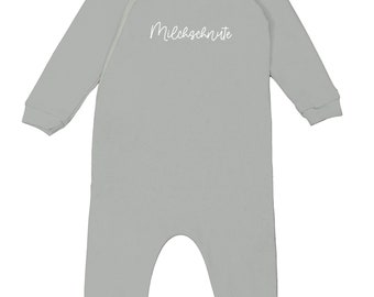 Lubalé | Milchschnute pajamas with zipper zip organic cotton from Portugal in pastel tones: olive, mocha, beige, and white