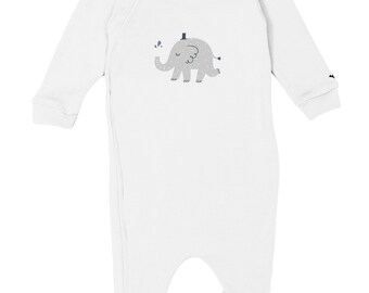 Lubalé | Elephant romper organic cotton with zipper from Portugal in white