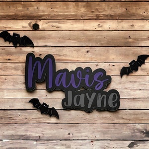 Custom Themed Large Name Sign, Nursery name sign, layered name sign, nursery decor, gothic baby sign, vampire, cut out sign, crib name sign