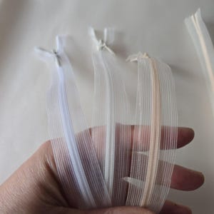 Nahtverdeckter transparenter Reißverschluss, 60 cm, nicht teilbar