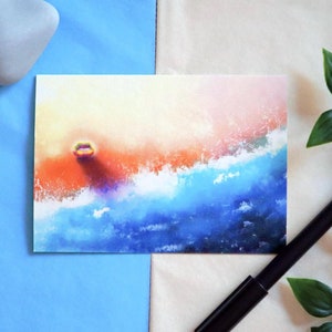 Postal "Rana Valiente" / Tamaño A6 / Tarjeta de felicitación / Carta / Mini impresión / Ilustración de rana adorable