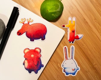 Woodland Friends // Animal Sticker Pack // Individual Sticker // Cute GLOSSY Vinyl Stickers