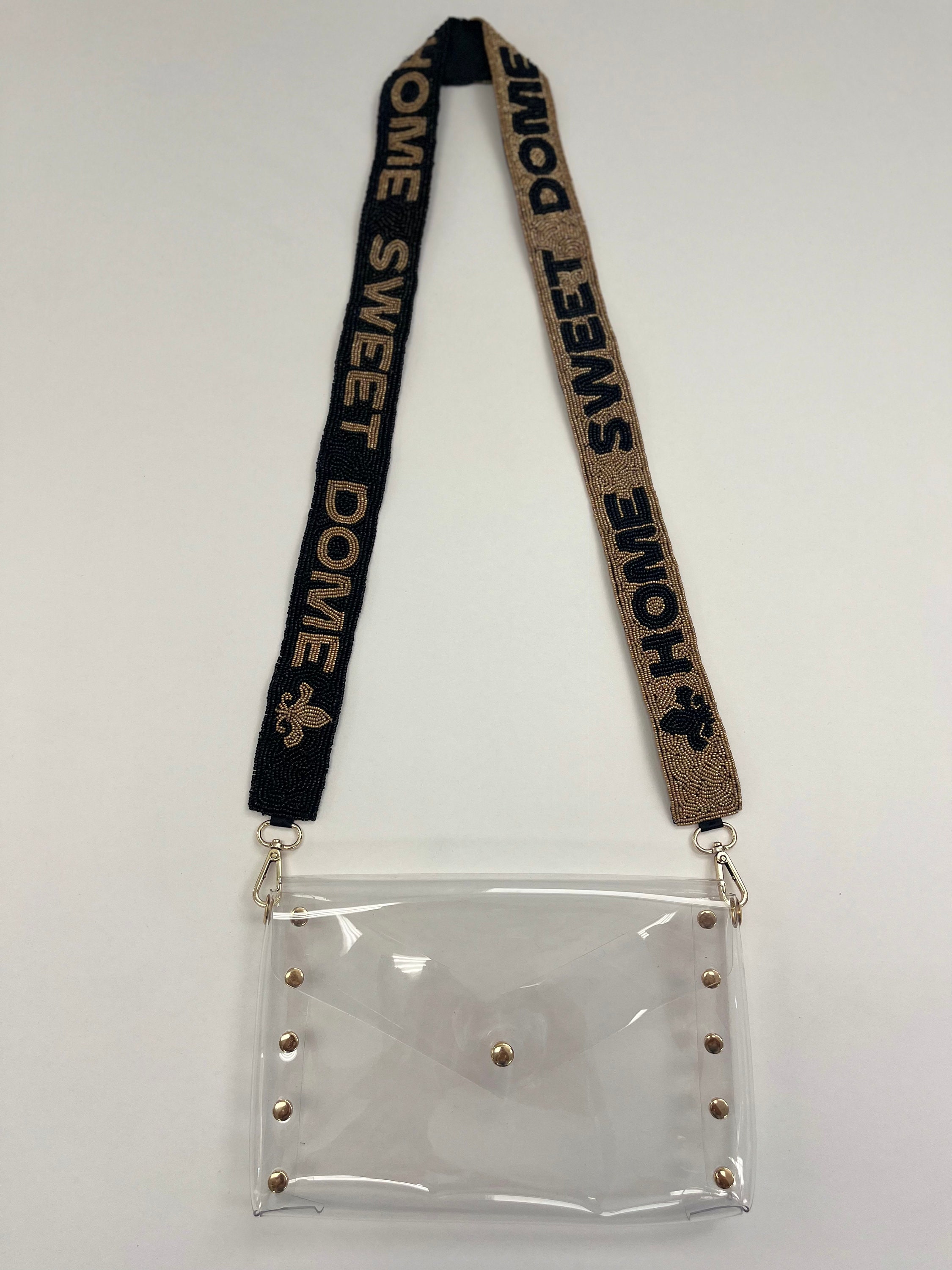 Geaux Saints Black and Gold Beaded Purse Strap