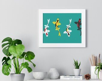 Koi Fish Framed Horizontal Poster | Japanese Style Bold Print