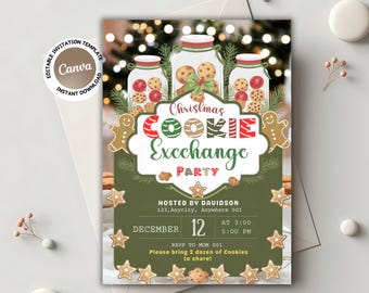 Christmas Cookie Party invitation Decorating Party Invite Holiday Party Invite Cookie Party Cookie exchange Editable Canva Template CPF012