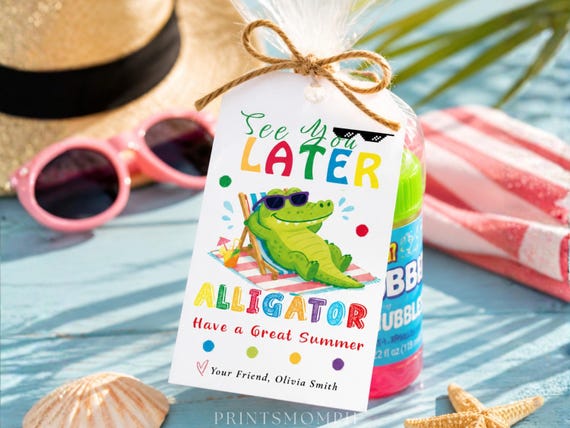 See You Later Alligator Tag, End of school Year Gift Tag, Summer Gift tag template, Gift tag printable,  School is out tag, Tags template