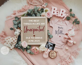 Digital Pregnancy Announcement Girl pregnancy Announcement unexpected baby announcement Editable Template Social Media Reveal Unexpected bby