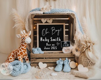 Boy Digital Pregnancy Announcement baby announcement boy gender reveal digital social media pregnancy announcement Facebook post oh baby boy