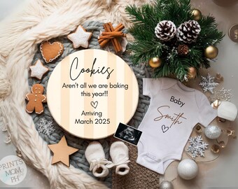 Christmas Pregnancy Announcement Digital Baby Announcement Editable Template Social Media pregnancy announcement  December baby PA055
