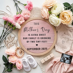 Mother&#39;s Day baby Announcement mothers day Pregnancy Announcement Baby Reveal for Social Media Gender neutral announcement Editable template