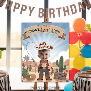 1st rodeo birthday welcome sign template custom birthday welcome sign western birthday party decor cowboy first birthday welcome poster boy