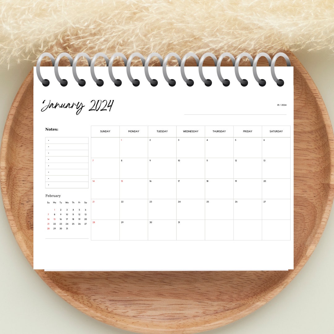 2024 Minimalist Printable Calendar, Monthly Calendar A4, Letter, A3 ...