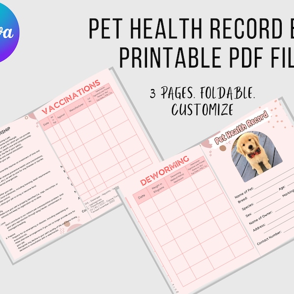 Pet record book template l Vaccination Tracker Digital Record book Dog Health Record Printable Dog Shot Record l Dog Records, Download