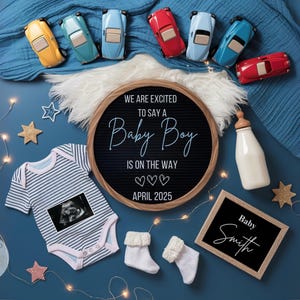 Anuncio de embarazo de niño Anuncio de bebé digital Revelación de género de niño Plantilla editable para redes sociales Es un hermano pequeño niño PA073
