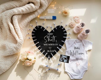 IVF Digital Pregnancy Announcement Rainbow baby announcement Gender Neutral IVF Baby Love Social media announcement Every Shot was worth it