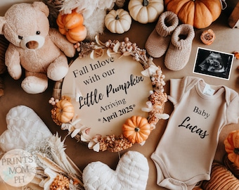 Fall Pregnancy Announcement fall baby reveal Social Media baby announcement fall digital Autumn gender Social media revel announcement PA 05