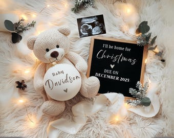 Christmas Pregnancy Announcement Due In December Baby Announcement Digital Pregnancy Reveal | Social Media Baby Reveal Template I'll be home